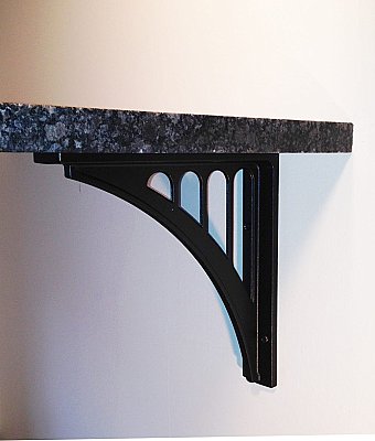 Black Cast Aluminum Bridge Arch Shelf Bracket - Sold Each