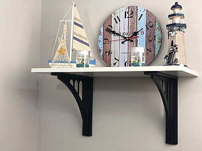 Black Cast Aluminum Bridge Arch Shelf Bracket - Sold Each