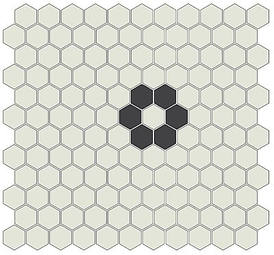 Daisy Field Tile in Black and White - 1" Hexagon Tiles - Sold Per Sheet