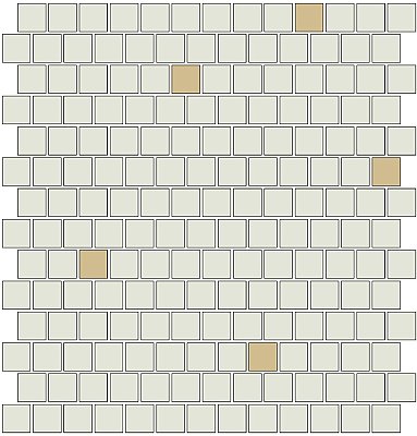 Ginko Tree Field Tile in White/Black/Light Yellow, Green, Red - 3/4" Square Tiles (Broken Joint) - Sold Per Sheet