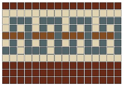 Doric Greek Key Straight Border Tile in Caramel, Cream, Green, Red - 3/4" Square Tiles - Sold Per Sheet