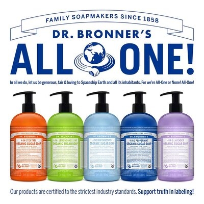 Dr. Bronner's Organic Peppermint Sugar Soap Liquid Soap With Pump - 24 ounce