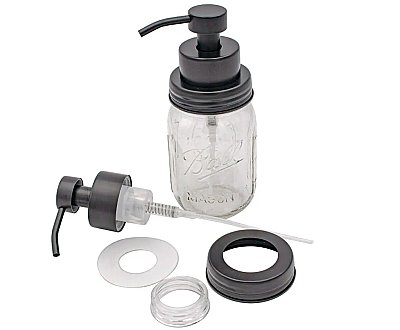Foaming Soap Pump Dispenser Lid for Regular Mouth Mason Jars - Matte Black