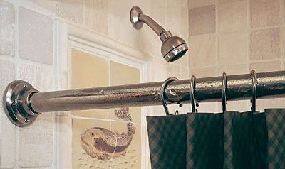 Solid Bronze Shower Curtain Rod and Bracket with Hooks - Multiple Finishes Available