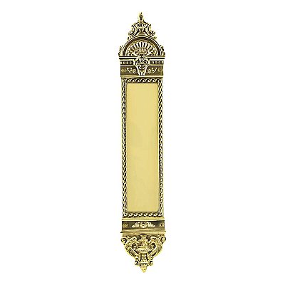 New Orleans Push Plate, 16-7/8" - Unlacquered Brass