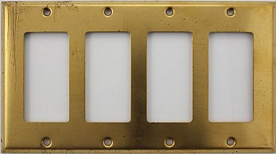 Raw Brass Quad GFCI Switchplate