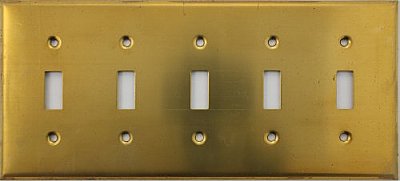Raw Brass Five Toggle Switchplate
