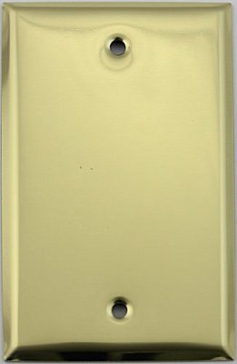 Polished Brass Single Blank Switchplate, Stamped Brass