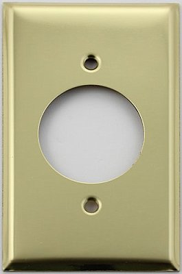 Polished Brass Single Large Hole Switchplate, Stamped Brass