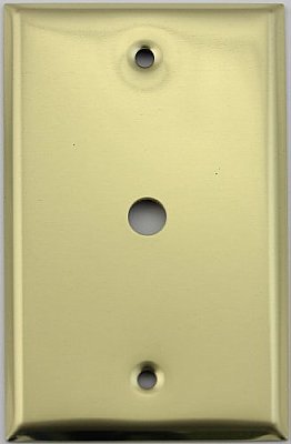 Polished Brass Single Cable Switchplate, Stamped Brass