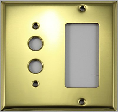 Polished Brass Pushbutton / GFCI Switchplate, Stamped Brass