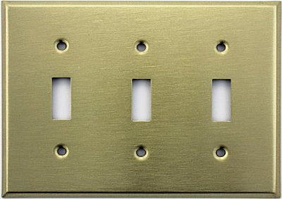 Satin Brass Triple Toggle Switchplate