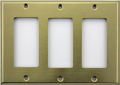 Satin Brass Triple GFCI Switchplate