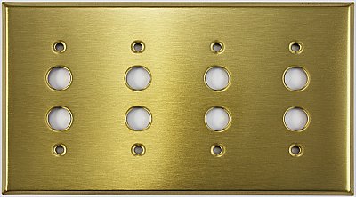 Satin Brass Quad Pushbutton Switchplate