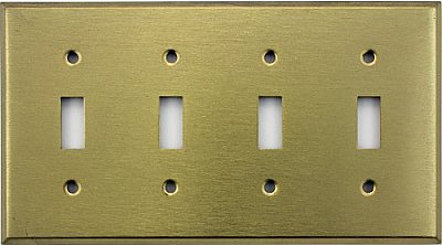 Satin Brass Quad Toggle Switchplate