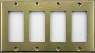 Satin Brass Quad GFCI Switchplate