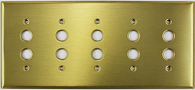 Satin Brass Five Pushbutton Switchplate
