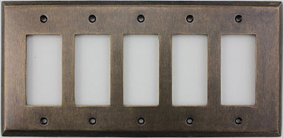 Aged Antique Brass 5 GFCI Switchplate