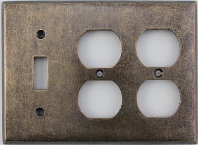 Aged Antique Brass Single Toggle/Double Duplex Switchplate