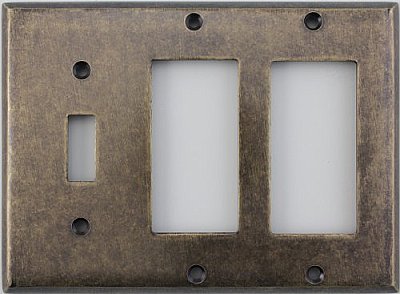 Aged Antique Brass Single Toggle/Double GFCI Switchplate
