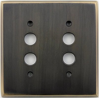Burnished Antique Brass Double Pushbutton Forged Switchplate