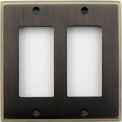 Burnished Antique Brass Double GFCI Forged Switchplate