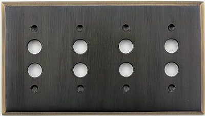 Burnished Antique Brass Quad Pushbutton Forged Switchplate