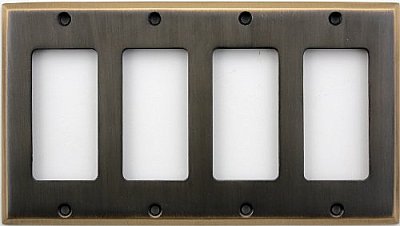 Burnished Antique Brass Quad GFCI Forged Switchplate