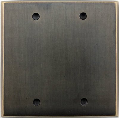 Burnished Antique Brass Forged Double Blank Switchplate