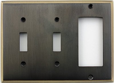 Burnished Antique Brass Forged Double Toggle/Single GFCI Switchplate