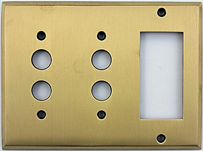Antique Brass Double Pushbutton/ Single GFCI Forged Switchplate