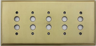 Antique Brass Forged Five Pushbutton Switchplate