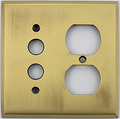 Antique Brass Single Pushbutton/ Single Duplex Forged Switchplate
