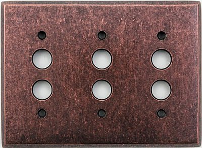 Mottled Antique Copper Triple Pushbutton Forged Switchplate