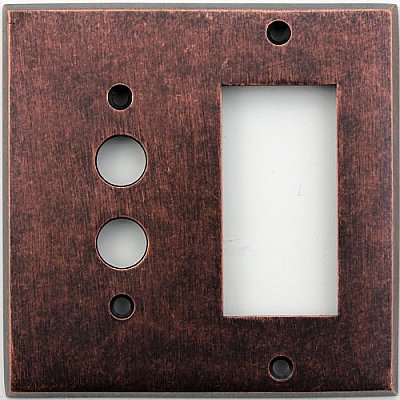 Mottled Antique Copper Pushbutton / GFCI Forged Switchplate