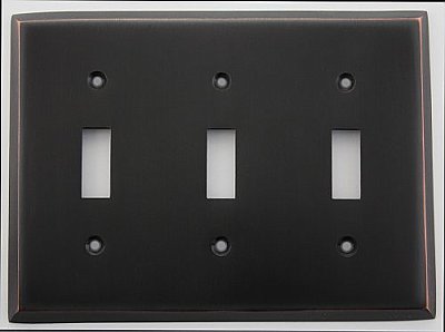 Oil Rubbed Bronze Forged Triple Toggle Switchplate