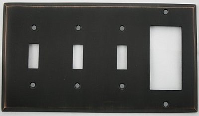 Oil Rubbed Bronze Forged Triple Toggle/Single GFCI Switchplate