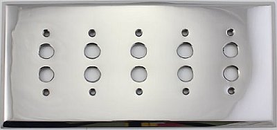 Polished Nickel Forged Five Pushbutton Switchplate