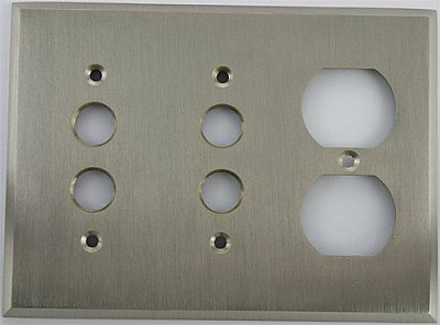 Satin Nickel Double Pushbutton/ Single Duplex Forged Switchplate