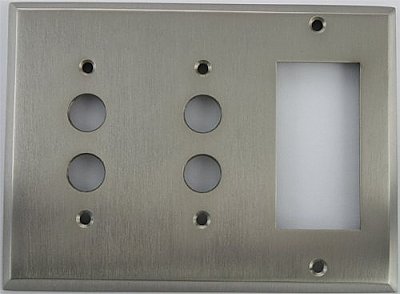 Satin Nickel Double Pushbutton/ Single GFCI Forged Switchplate