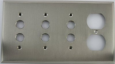 Satin Nickel Triple Pushbutton/ Single Duplex Forged Switchplate