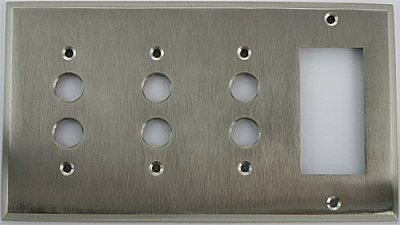 Satin Nickel Triple Pushbutton/ Single GFCI Forged Switchplate