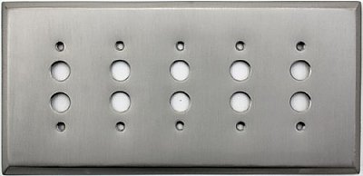 Satin Nickel Forged Five Pushbutton Switchplate