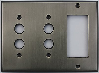 Antique Pewter Double Pushbutton/ Single GFCI Forged Switchplate