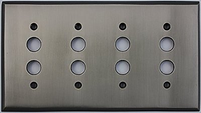 Antique Pewter Quad Pushbutton Forged Switchplate