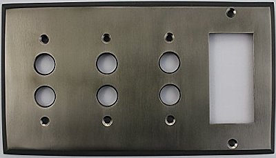 Antique Pewter Triple Pushbutton/ Single GFCI Forged Switchplate