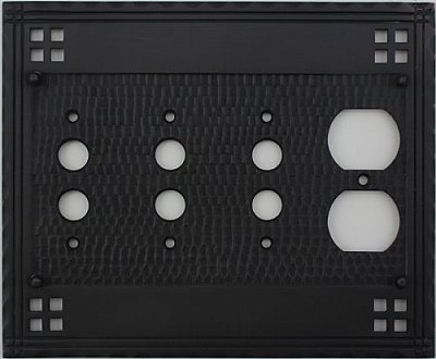 Craftsman Triple Pushbutton Single Duplex Forged Switchplate