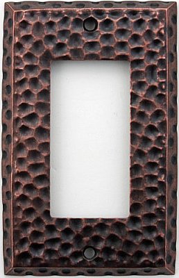 Hammered Copper Forged Single GFCI Forged Switchplate