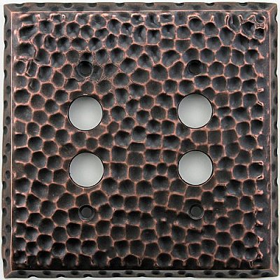 Hammered Copper Forged Double Pushbutton Forged Switchplate