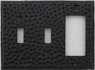 Hammered Black Forged Double Toggle / Single GFCI Switchplate